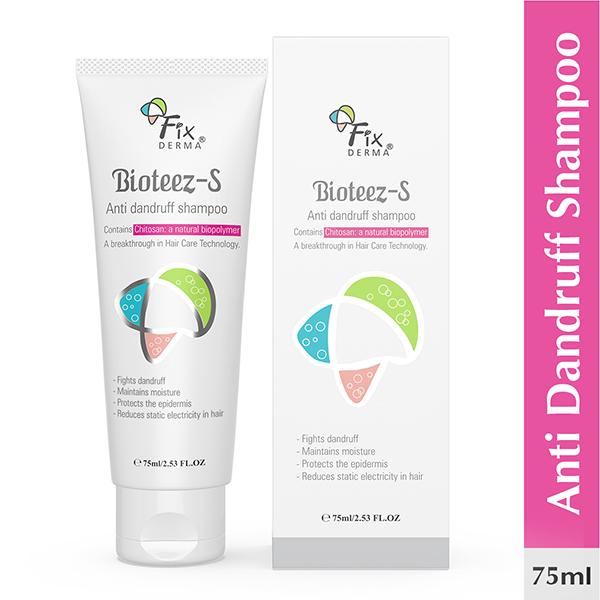 Netmeds | Fixderma Bioteez-S Anti Dandruff Shampoo - Flaky Scalp Condition, Relieves Itchy & Dry Scalp, Sulphate & Paraben Free 75ml