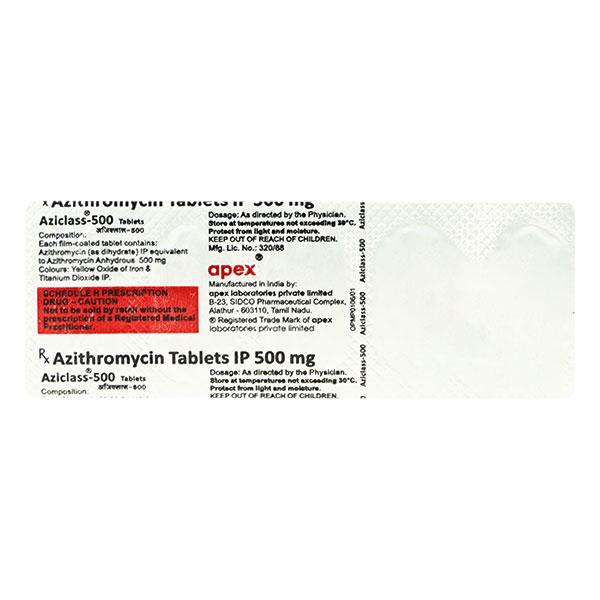 AZICLASS 500mg Tablet 5's - Bacterial Infections-Mac