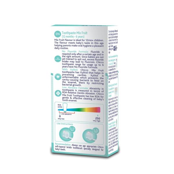 Chicco Kids Dentifrico No Fluride Toothpaste Mix Fruit Flavour 50 g - Baby Oral Care