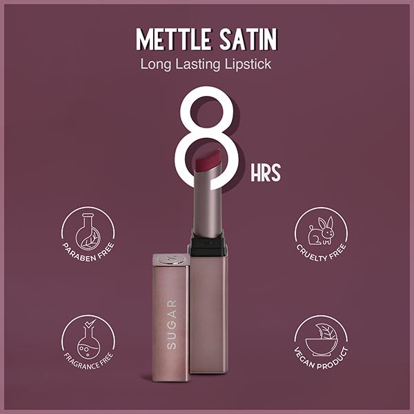 SUGAR Cosmetics Mettle Satin Lipstick - 09 Charlotte (True Blue Red) 2.2 gm - Lipsticks