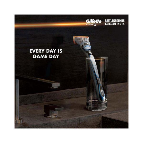 Gillette Fusion Men's Razor For Shave & Beard Shape With Battlegrounds Mobile India (BGMI) Handle 1's - Razors & Cartridges