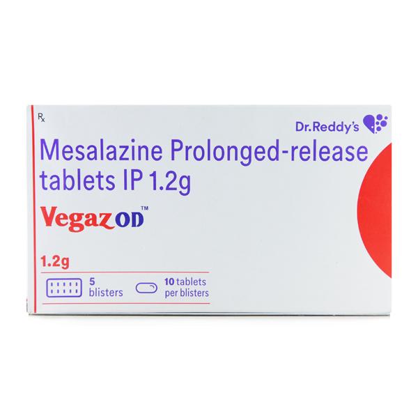 Vegaz OD 1.2gm Tablet 10'S - Ulcerative Colitis/Bowel Inflammatory Disease-GIT