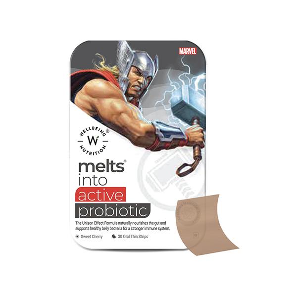 Wellbeing Nutrition Marvel Thor Melts Kids Organic Active Probiotic and Prebiotic Vitamin C and D3 (30 Strips) - Multi-Vitamins