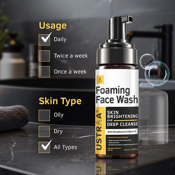 Ustraa Foaming Face Wash - for Skin Brightening 150 ml - Face Wash & Cleansers