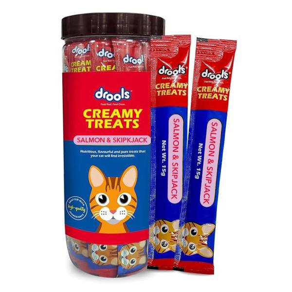 Netmeds | Drools Creamy Treats For Cat- Salmon & SkipKjack (Pack Of 25 x 15gm) 1's