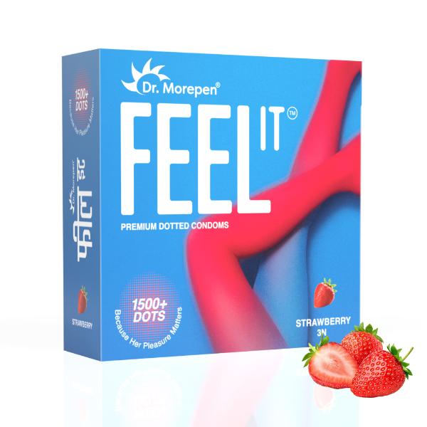 Dr. Morepen Feel It Condoms - Strawberry Flavour 3's