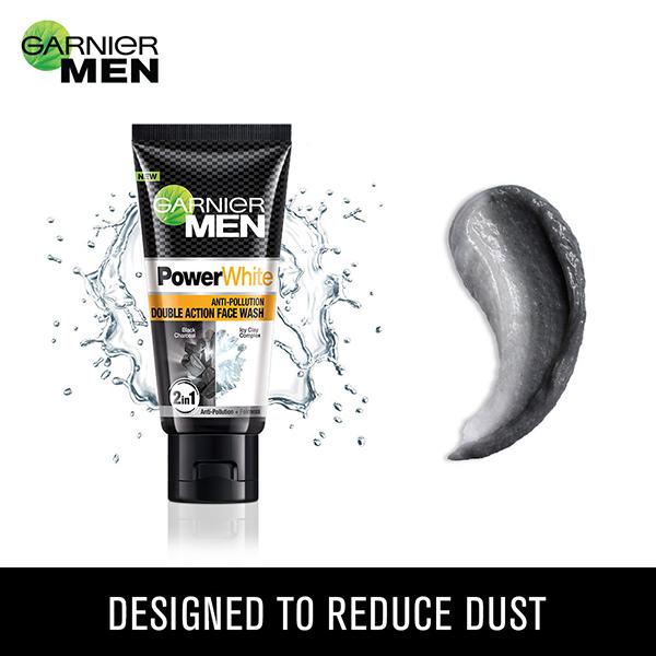 Garnier Men Power White Anti-Pollution Double Action Facewash 50 gm - Face Washes