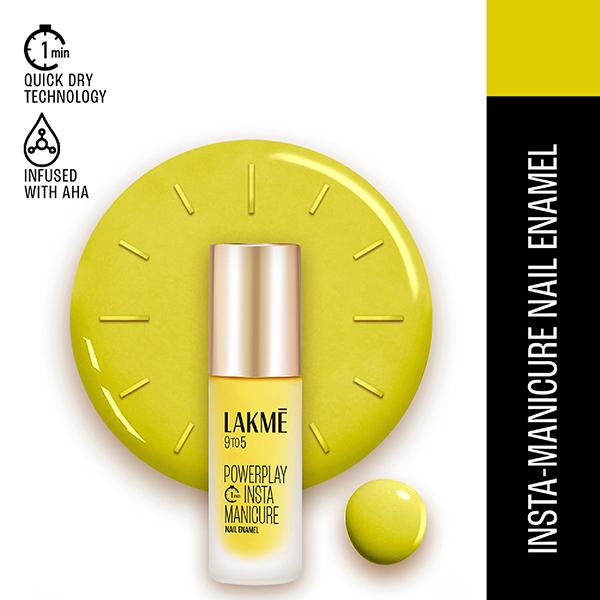 Lakme 9To5 Powerplay Insta-Manicure Nail Enamel Lemon Burst 6 ml - Nail Polish