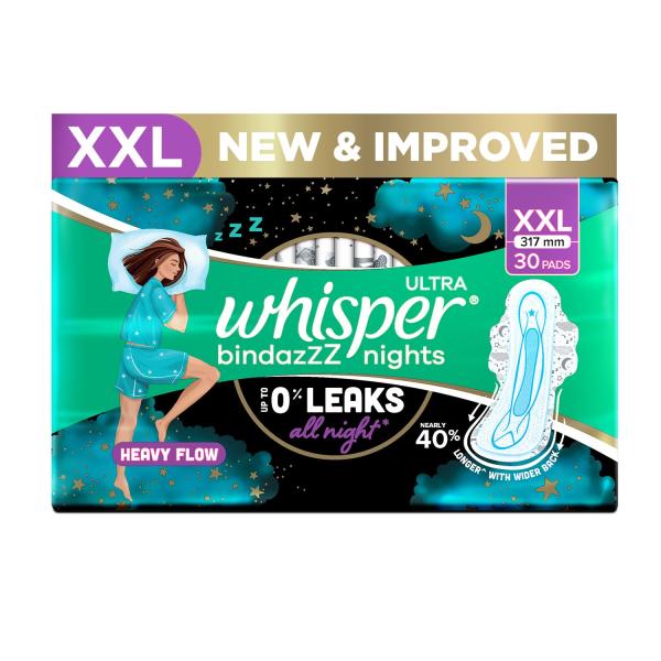 Netmeds | Whisper Ultra Bindazzz Nights Sanitary Pads (XXL) 30's