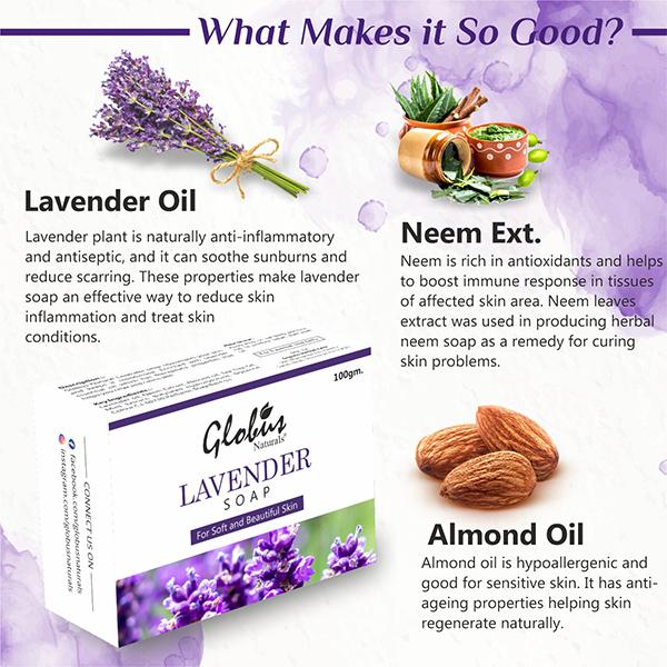 Globus Naturals Lavender Soap For Soft And Beautiful Skin 100 gm - Soaps