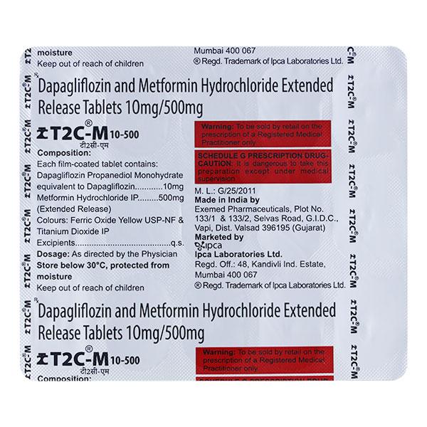 T2C M 10/500 Tablet 15's - Diabetes-Ant
