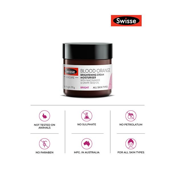Swisse Skincare Blood Orange Brightening Cream Moisturiser 50 gm - Face Creams