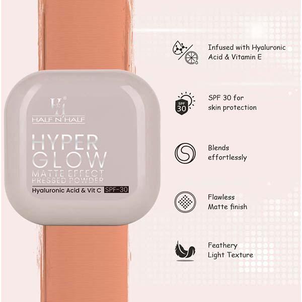 Half N Half Hyper Glow Matte Effect Pressed Compact Powderatte Flawless Finish-Natural Glow 20 gm - Compact Powder