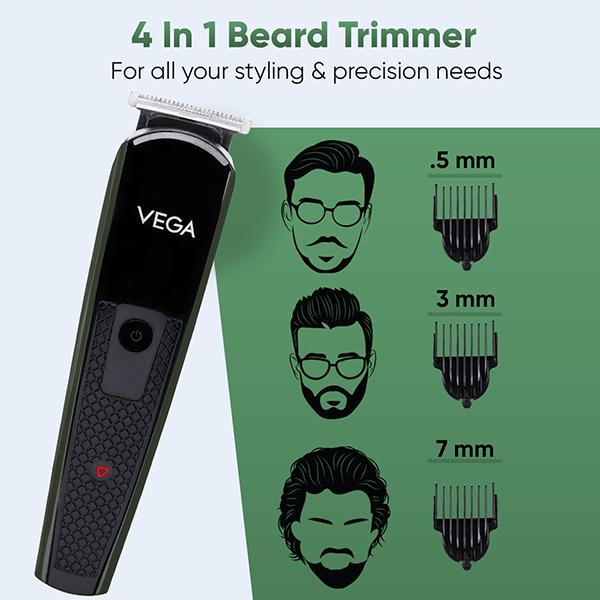 Vega Trimmer Men with Design and T Blade (VHTH-35) - Black 275 gm - Trimmers