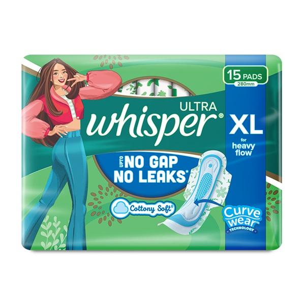 Whisper Ultra Clean Sanitary Pads (XL) 15's - Sanitary Napkins