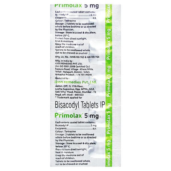 PRIMOLAX 5mg Tablet 10's - Constipation-Lax