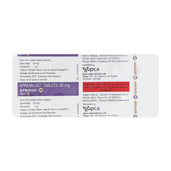 Apraize 30mg Tablet 10'S - Psoriasis/Seborrhea/Ichthyosis-Pso