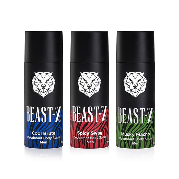 Puresense Beast X Deodorant Body Spray (Spicy Swag + Cool Brute + Musky Macho) 3's - Men Deodorants/Roll-Ons