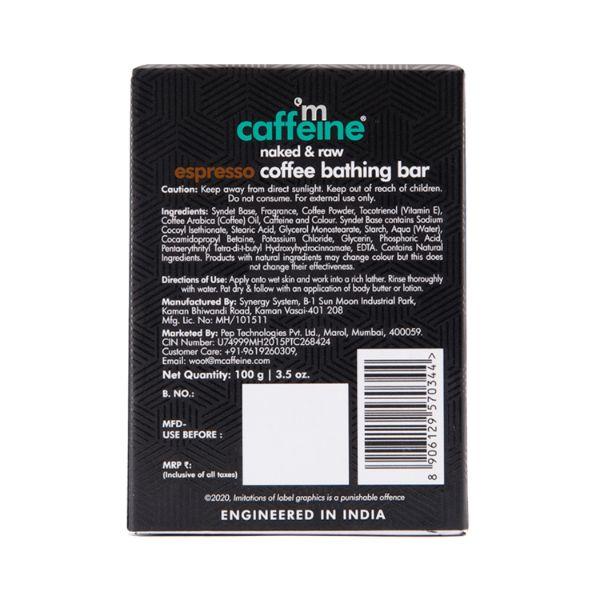 mCaffeine Espresso Coffee Bathing Bar pH 5.5 Soap Free Syndet Bar with Vitamin E 2's - Soaps