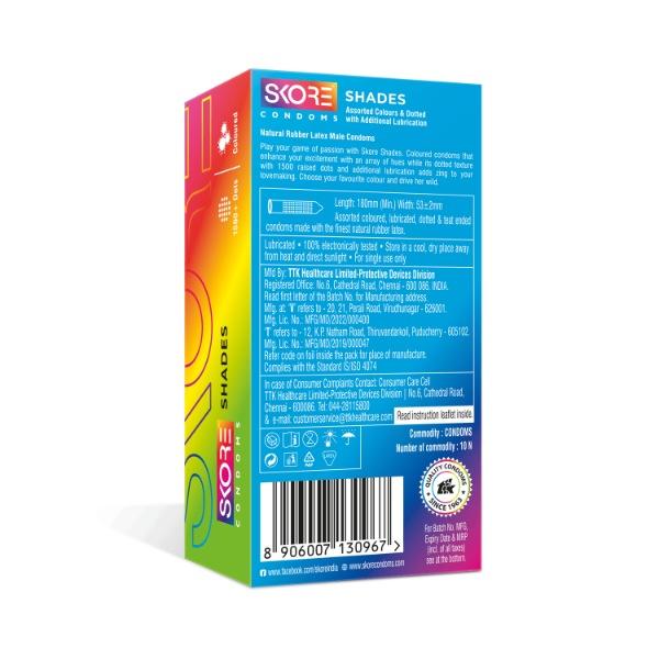 Skore 1500+ Raised Dots Condoms - Shades 10's - Plain/Flavoured Condoms