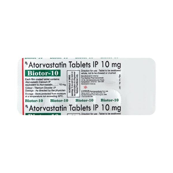 Biotor 10mg Tablet 10'S - High Cholesterol-Dys