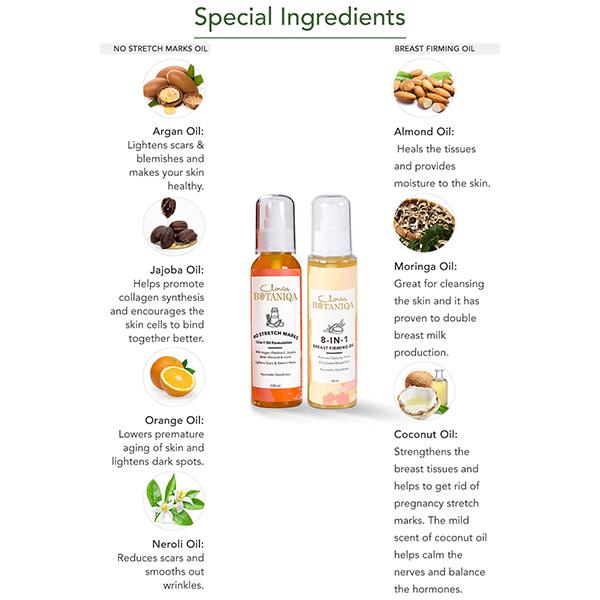 Clovia Botaniqa 8-IN-1 Breast Firming Oil & No Stretch Marks Oil 13-IN-1 Formulation 200 ml - Breast Firming Gel
