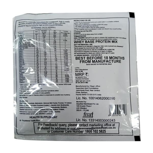 Renuris Gluten Free Orange Flavour Sachet 16gm - Supplements-Sup