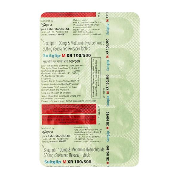 SUITGLIP M XR 100/500 Tablet 10's - Diabetes-Ant