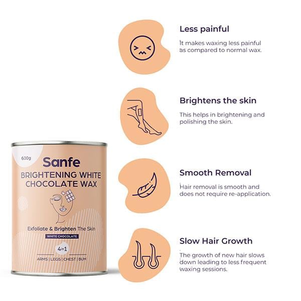 Sanfe Brightening Wax - White Chocolate 600 gm - Hair Removal Accessories