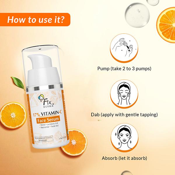 Fixderma 17% Vitamin C Face Serum 15 gm - Face Creams