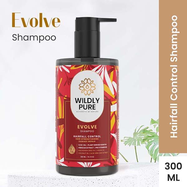 Wildly Pure Evolve Hair Fall Control Shampoo Damage Control 12 Oils Pro Vitamin B5 Toxin 20 300 ml - Shampoos