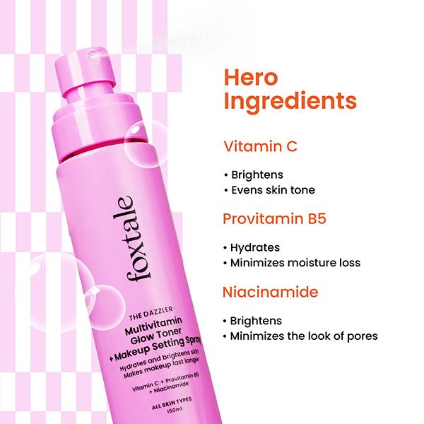 Foxtale The Dazzler Multivitamin Glow Toner + Makeup Setting Spray with Vitamin C + Provitamin B5 150 ml - Face Mists