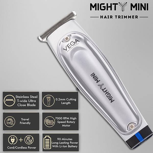 VEGA Professional Mighty Mini Hair Trimmer with 90 mins Runtime, (VPVHT-07) 1's - Trimmers