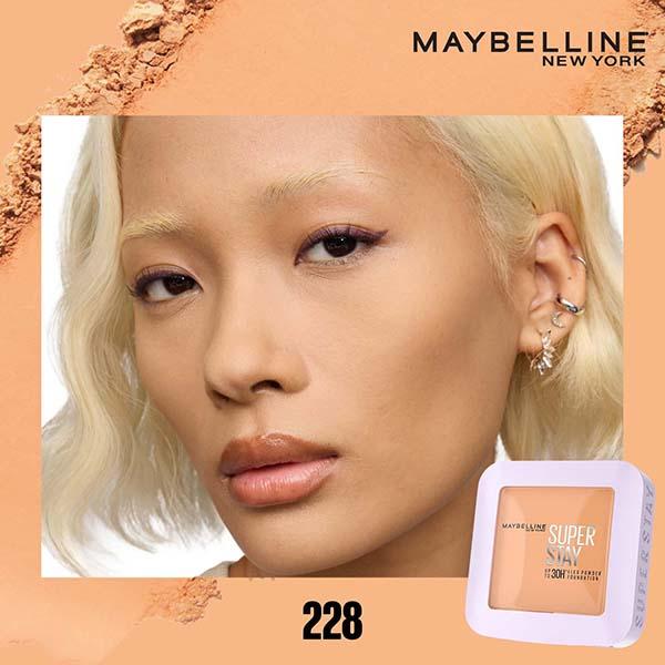 Maybelline New York Super Stay Flex Powder Foundation, 228, 30H Full Cover, Oil-Control 9 gm - Foundation