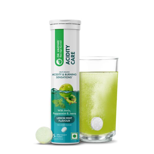 Dr. Vaidya's Acidity Care Effervescent Tablets - Lemon Mint Flavour 15's - Speciality Medicines
