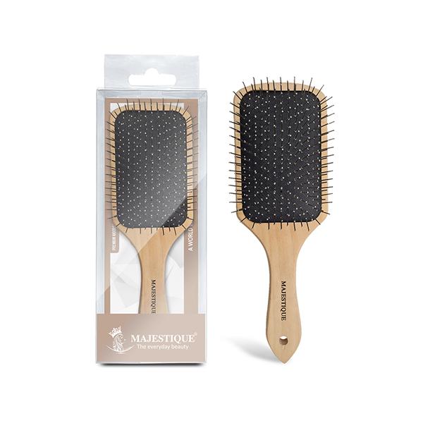 Majestique Premium Wooden Metal Pin Brush, Eco Friendly Wooden Hair Brush with Metal Pin Bristles 1's