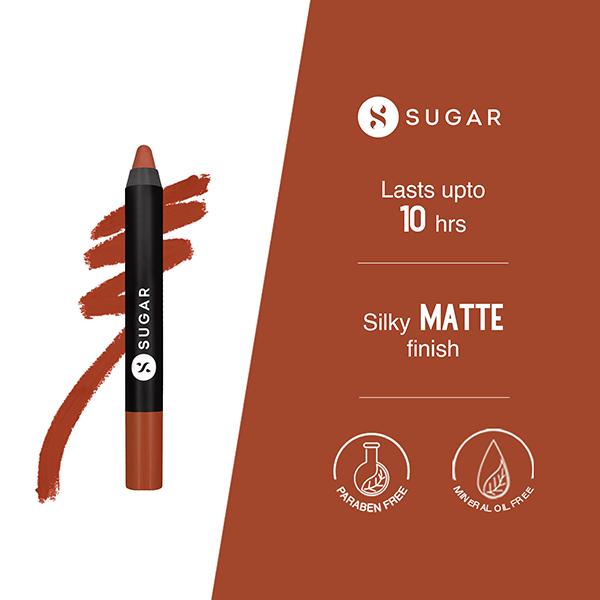 SUGAR Cosmetics Matte As Hell Crayon Lipstick - 16 Claire Underwood (Burnt Orange) 2.8 gm - Lip Crayons