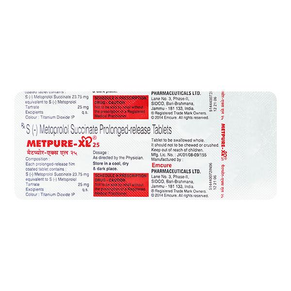 Metpure XL 25mg Tablet 10'S - Hypertension-Bet