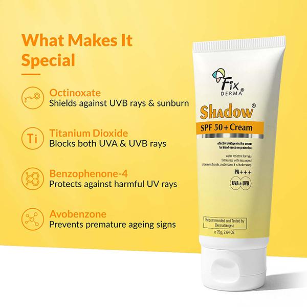 Fixderma Shadow SPF 50+ Sunscreen Cream 75 gm - Face Sunscreen