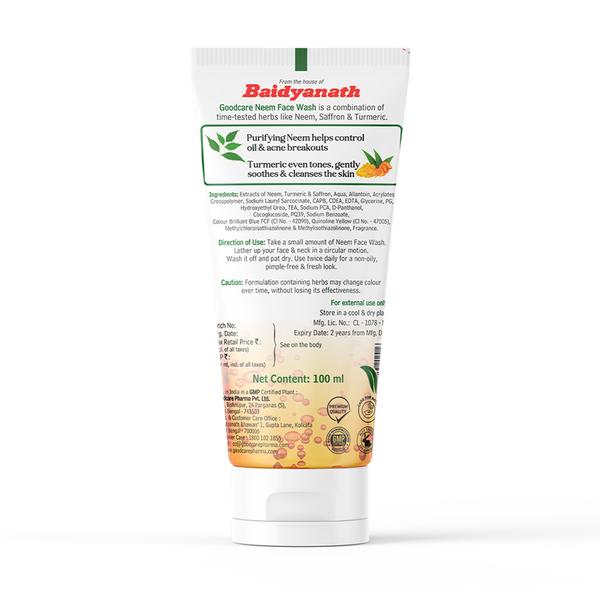 Goodcare Neem Face Wash - Neem Turmeric Saffron 100 ml - Personal Care (Ayush)