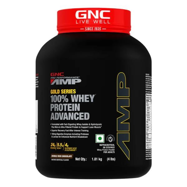Netmeds | GNC AMP Gold Series 100% Whey Protein Advanced Powder - Double Rich Chocolate 1.81 kg