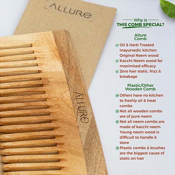 Allure Wooden Neem Comb (CD-02) 2's - Hair Combs