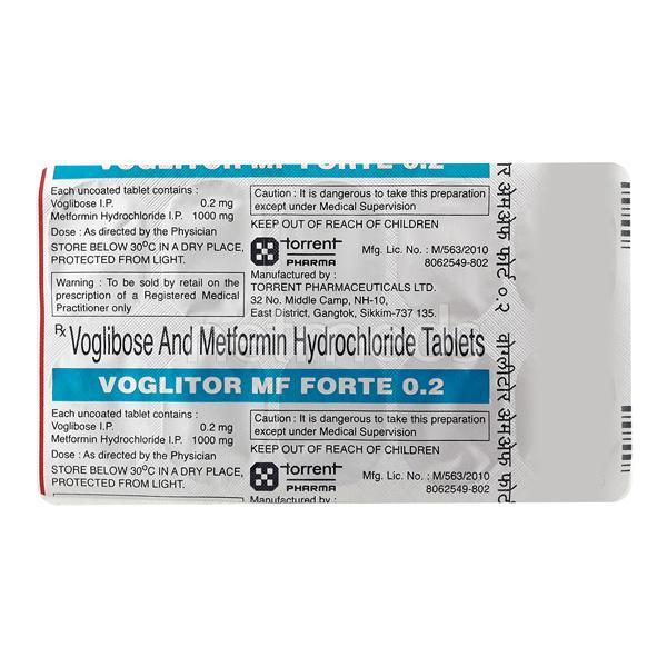 Voglitor MF Forte 0.2/1000mg Tablet 10'S - Diabetes-Ant