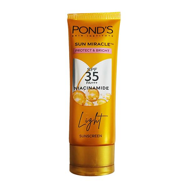 Netmeds | Pond's Sun Miracle SPF 55 PA+++ Light Sunscreen - Protect and Bright with Niacinamide 100 g