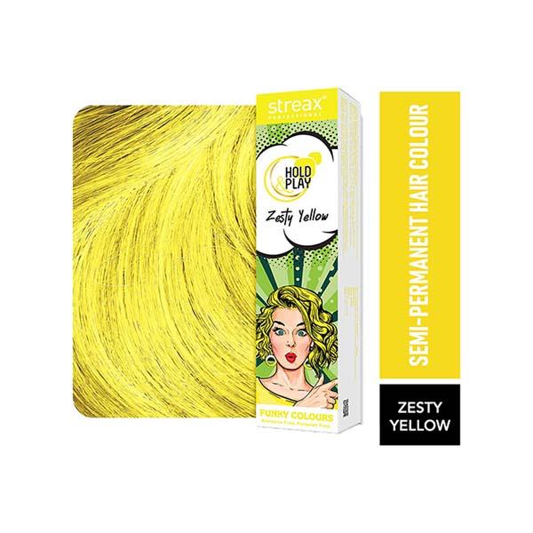 Netmeds | Streax Professional Hold & Play Funky Colours - Zesty Yellow Hair Colour 100 gm