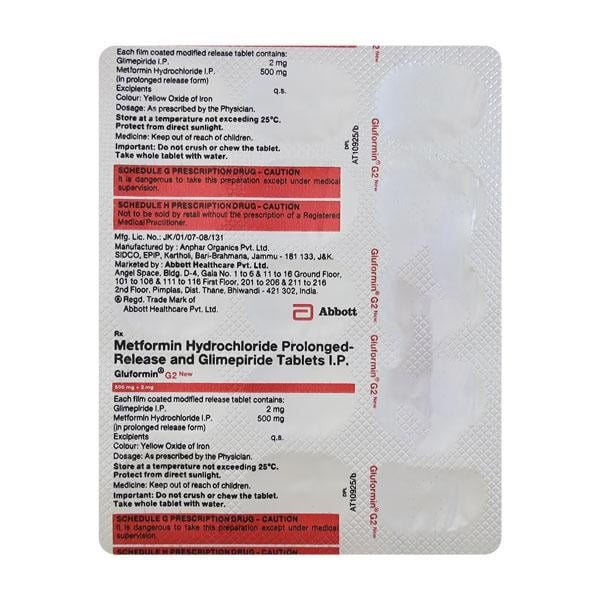 Gluformin G2 New Tablet 15'S - Diabetes-Ant