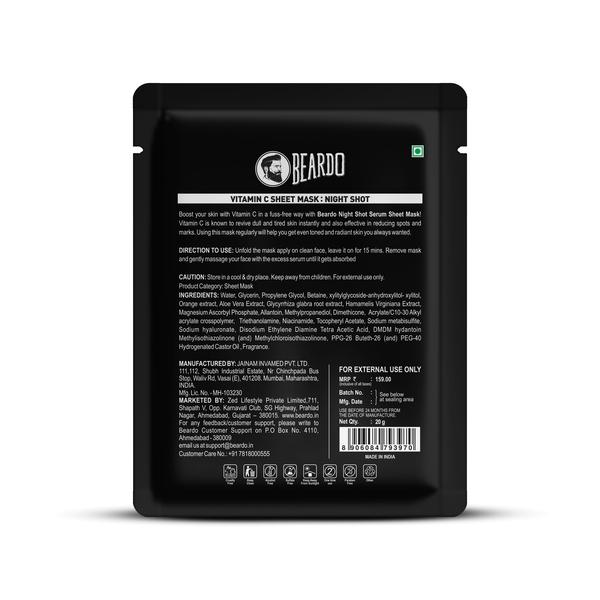 Beardo Vitamin C Sheet Face Mask - Night Shot 20 gm - Masks & Peels