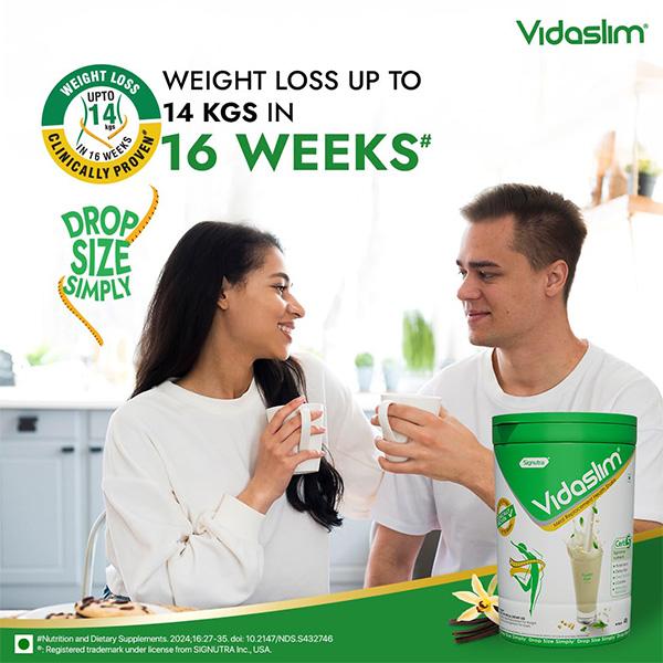 Vidaslim High Protein Meal Replacement for Weight Management Powder Jar - Vanilla Elixir Flavour 400 g - Weight Loss