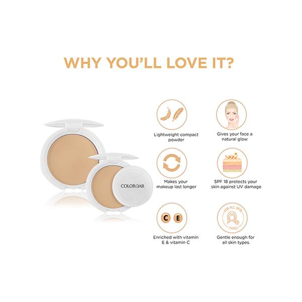 Colorbar Radiant White UV Fairness Compact Powder Shell-002 9 gm - Compact Powder