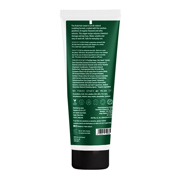 Arata Natural Styling & Hold Hair Cream With Organic Flaxseed & Olive Oil 50 ml - Hair Gels & Waxes